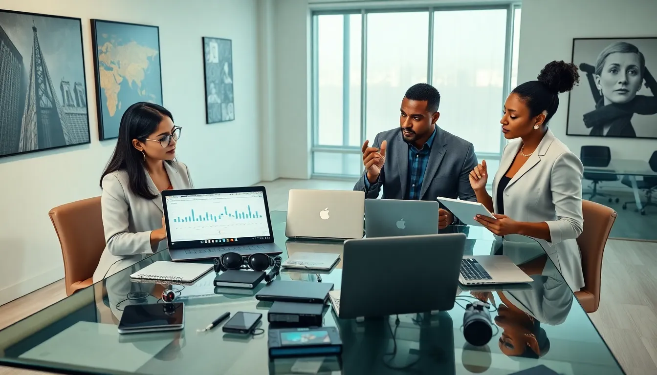 diverse professionals analyzing the significance of a number in a modern office.